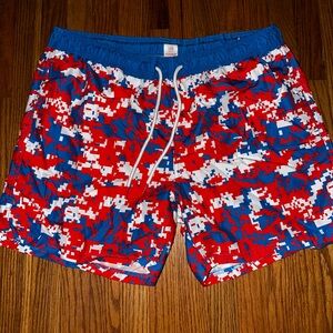 OP Men's Red, Blue & White Digital Camo Swim Shorts